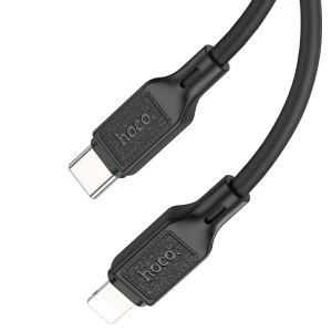 Hoco x90 cool din silicon cablu pentru încărcare și transfer de date pentru lightning negru