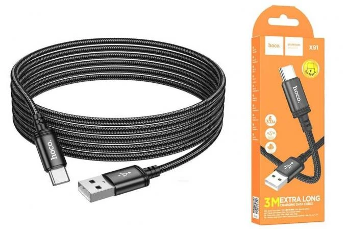 Hoco x91 radiance кабель для зарядки и передачи данных для usb-c(длина 3 м) черный 3