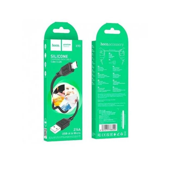 Hoco x90 cool силиконовый кабель для зарядки и передачи данных для micro-usb черный 3