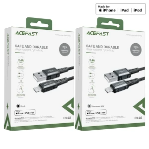 Acefast c1-02 usb-a на lightning из алюминиевого сплава кабель для зарядки и передачи данных черный Thumbnail 8