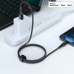 Acefast c1-02 usb-a на lightning из алюминиевого сплава кабель для зарядки и передачи данных черный Thumbnail 4