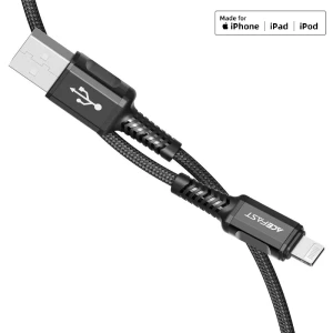 Acefast c1-02 usb-a на lightning из алюминиевого сплава кабель для зарядки и передачи данных черный