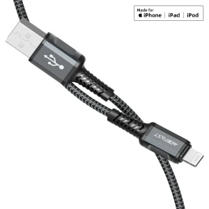 Acefast c1-02 usb-a на lightning из алюминиевого сплава кабель для зарядки и передачи данных черный Thumbnail 3