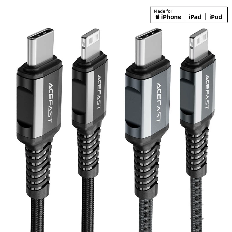 Acefast c1-01 usb-c la lightning din aliaj de aluminiu cablu pentru încărcare și transfer de date negru 7