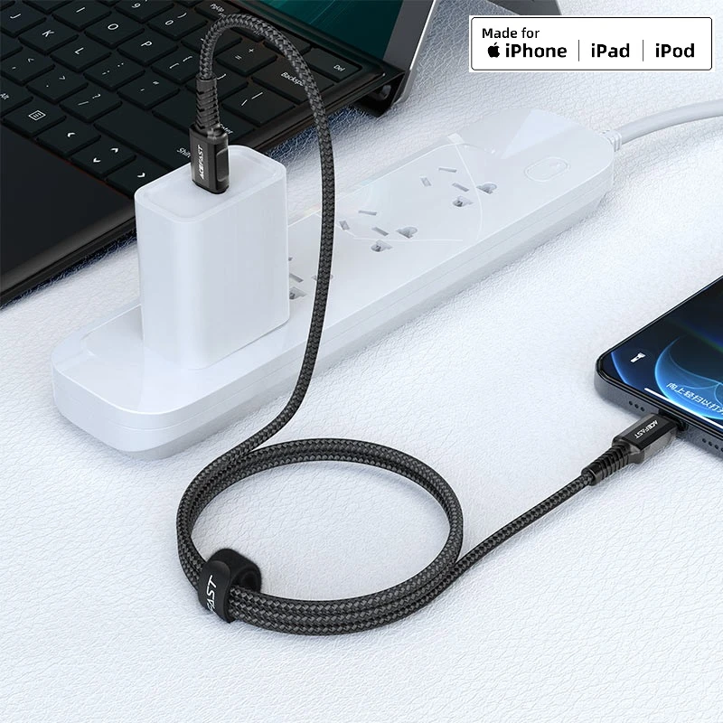 Acefast c1-01 usb-c la lightning din aliaj de aluminiu cablu pentru încărcare și transfer de date negru 4