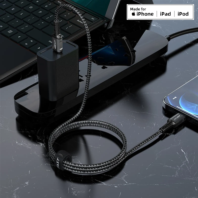 Acefast c1-01 usb-c la lightning din aliaj de aluminiu cablu pentru încărcare și transfer de date negru 5