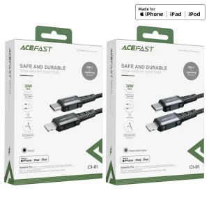 Acefast c1-01 usb-c la lightning din aliaj de aluminiu cablu pentru încărcare și transfer de date negru Thumbnail 8