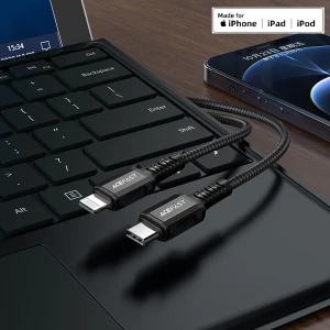 Acefast c1-01 usb-c la lightning din aliaj de aluminiu cablu pentru încărcare și transfer de date negru Thumbnail 6