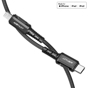 Acefast c1-01 usb-c на lightning из алюминиевого сплава кабель для зарядки и передачи данных черный