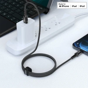 Acefast c1-01 usb-c la lightning din aliaj de aluminiu cablu pentru încărcare și transfer de date negru Thumbnail 4