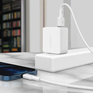 Acefast c2-02 usb-a на lightning из цинкового сплава силиконовый кабель для зарядки и передачи данных белый