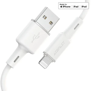 Acefast c2-02 usb-a на lightning из цинкового сплава силиконовый кабель для зарядки и передачи данных белый Thumbnail 3