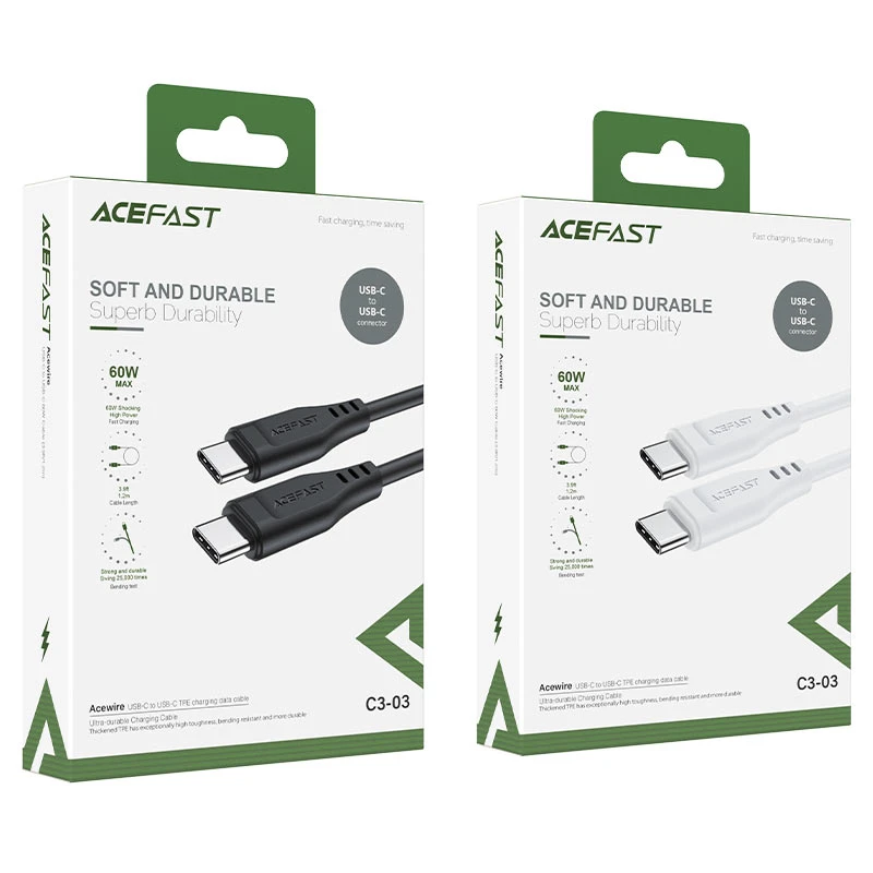 Acefast c3-02 usb-a la lightning tpe cablu pentru încărcare și transfer de date alb 4