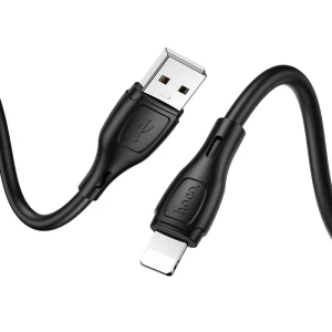 Hoco x61 ultimate din silicon cablu pentru încărcare și transfer de date pentru lightning negru