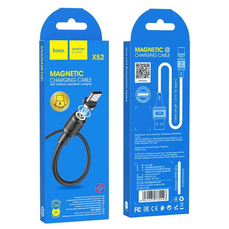 Hoco x52 sereno магнитный кабель для зарядки для usb-c черный 7