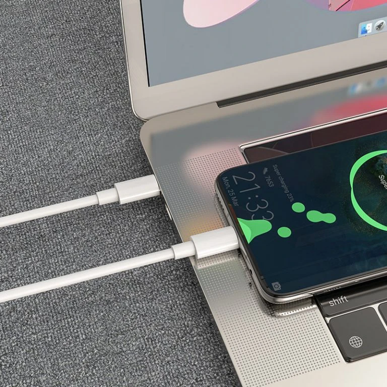 Hoco x51 putere mare 100w cablu pentru încărcare și transfer de date usb-c la usb-c(lungime 1 m) alb 2