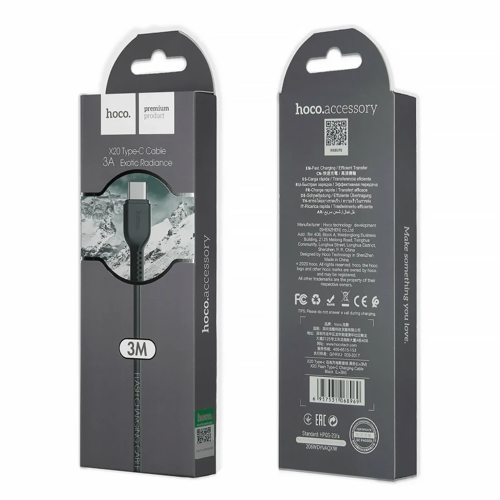 Hoco x20 flash usb-c cablu de încărcare(lungime 3 m) negru 2