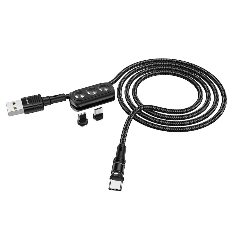 Hoco u98 3-in-1 sunway multifuncțional magnetic cablu de încărcare(lightning/micro-usb/usb-c) 2