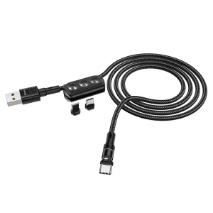 Hoco u98 3-in-1 sunway multifuncțional magnetic cablu de încărcare(lightning/micro-usb/usb-c) Thumbnail 2