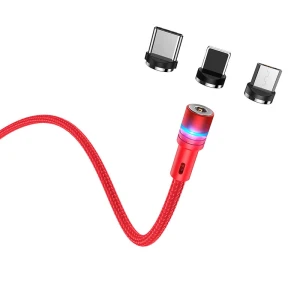 Hoco u98 3-in-1 sunway multifuncțional magnetic cablu de încărcare(lightning/micro-usb/usb-c) Thumbnail 3