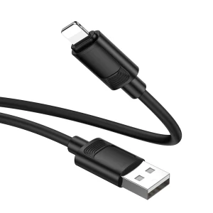 Hoco x122 benefit din silicon cablu pentru încărcare și transfer de date lightning(ambalat) negru