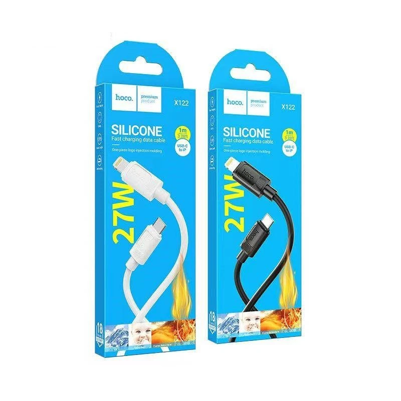 Hoco x122 benefit pd27w din silicon cablu pentru încărcare și transfer de date lightning(ambalat) alb 3