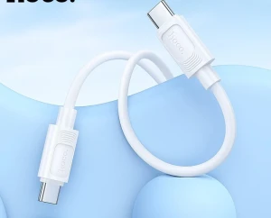 Hoco x122 benefit 60w din silicon cablu pentru încărcare și transfer de date usb-c la usb-c(ambalat) alb