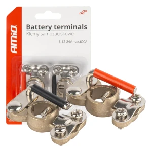 03846 cleme pentru baterie din alamă cu auto-strângere, 2 buc.