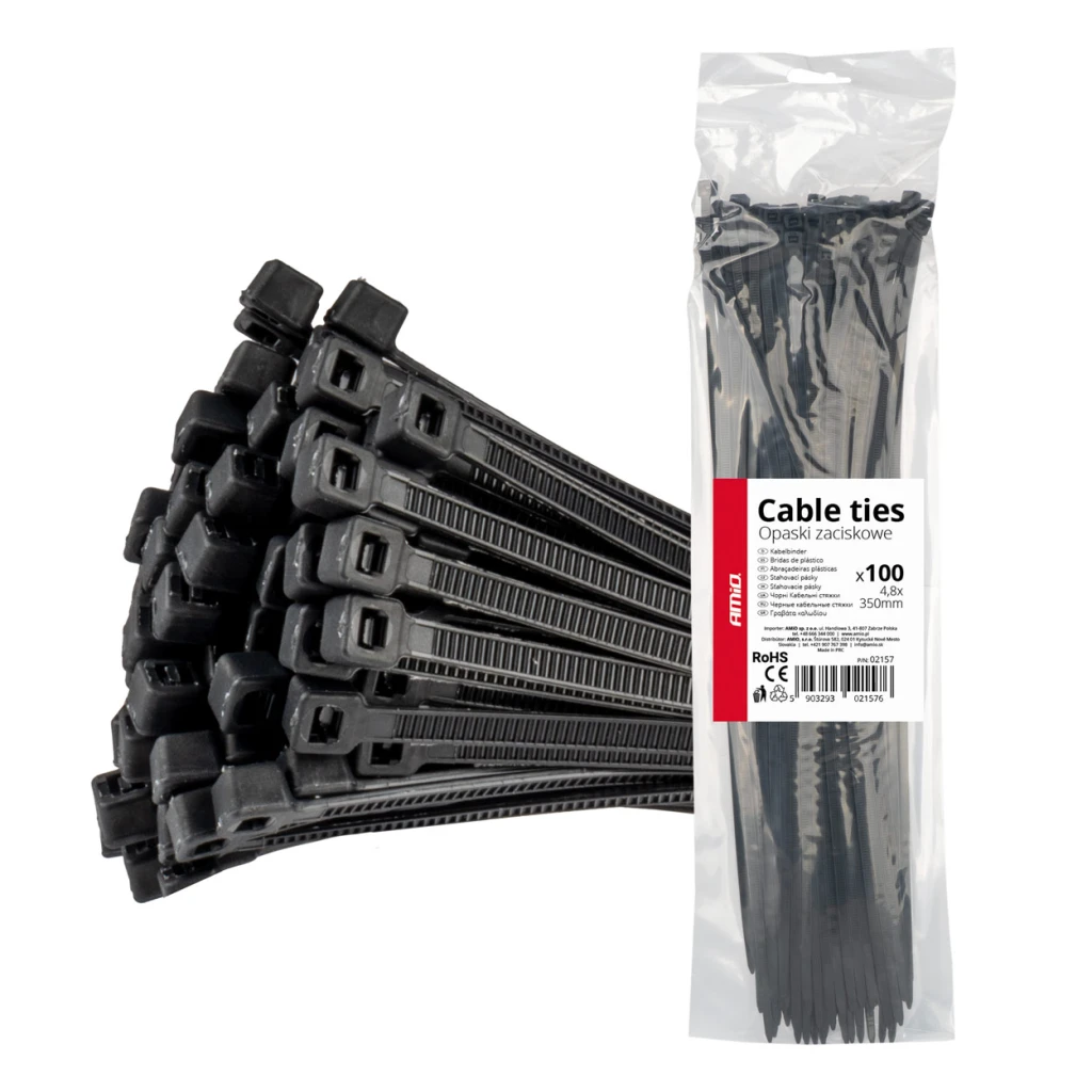02157 coliere de fixare negre amio 4,8x350 mm, 100 buc. 2