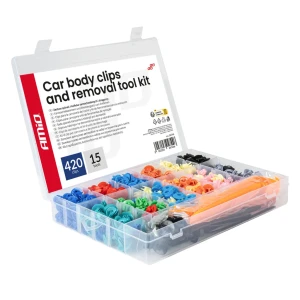 04744 set clipsuri și pini auto cu scule de demontare, 420+15 buc