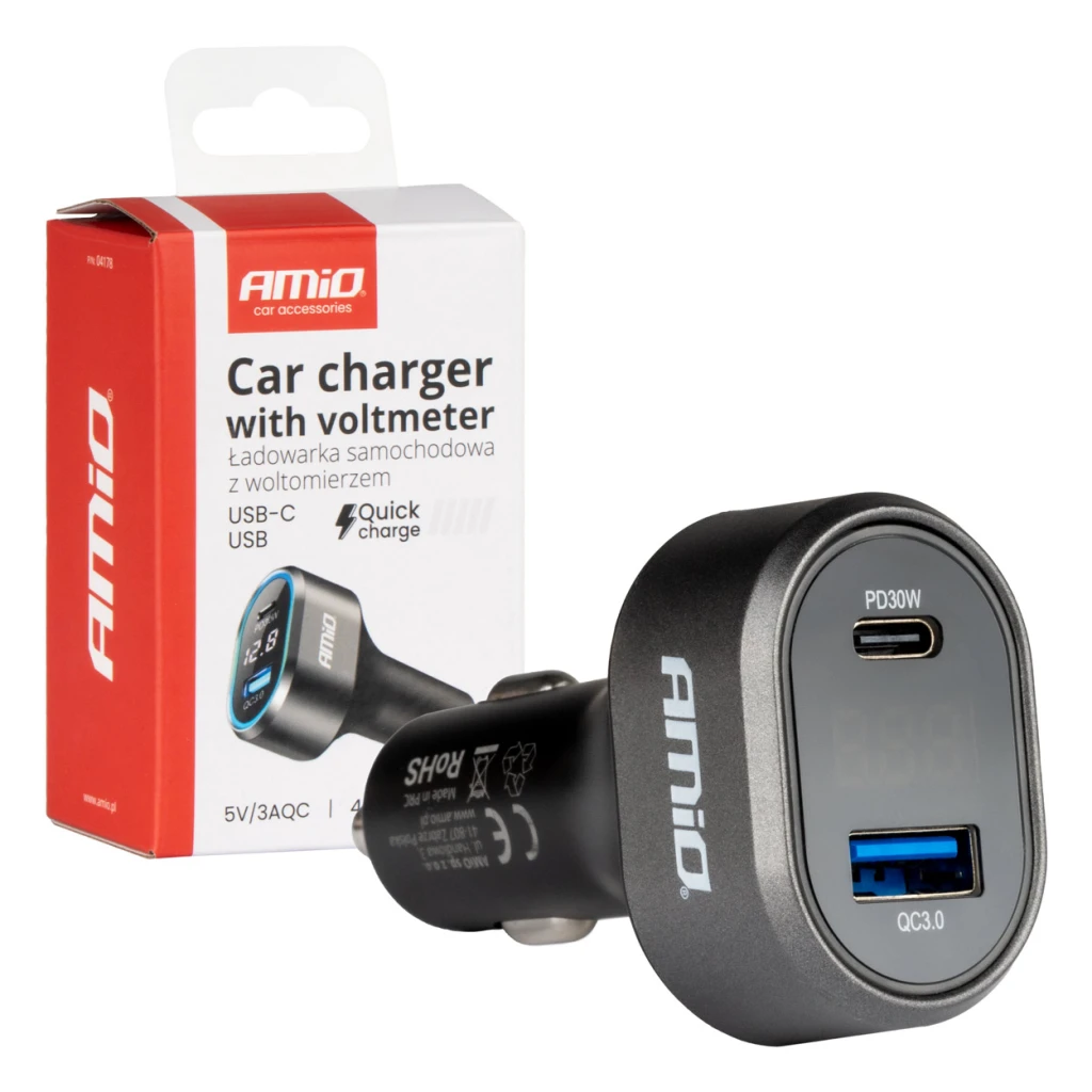 04178 incarcator auto rapid cu afisaj led de tensiune 3.0 pd30w 2