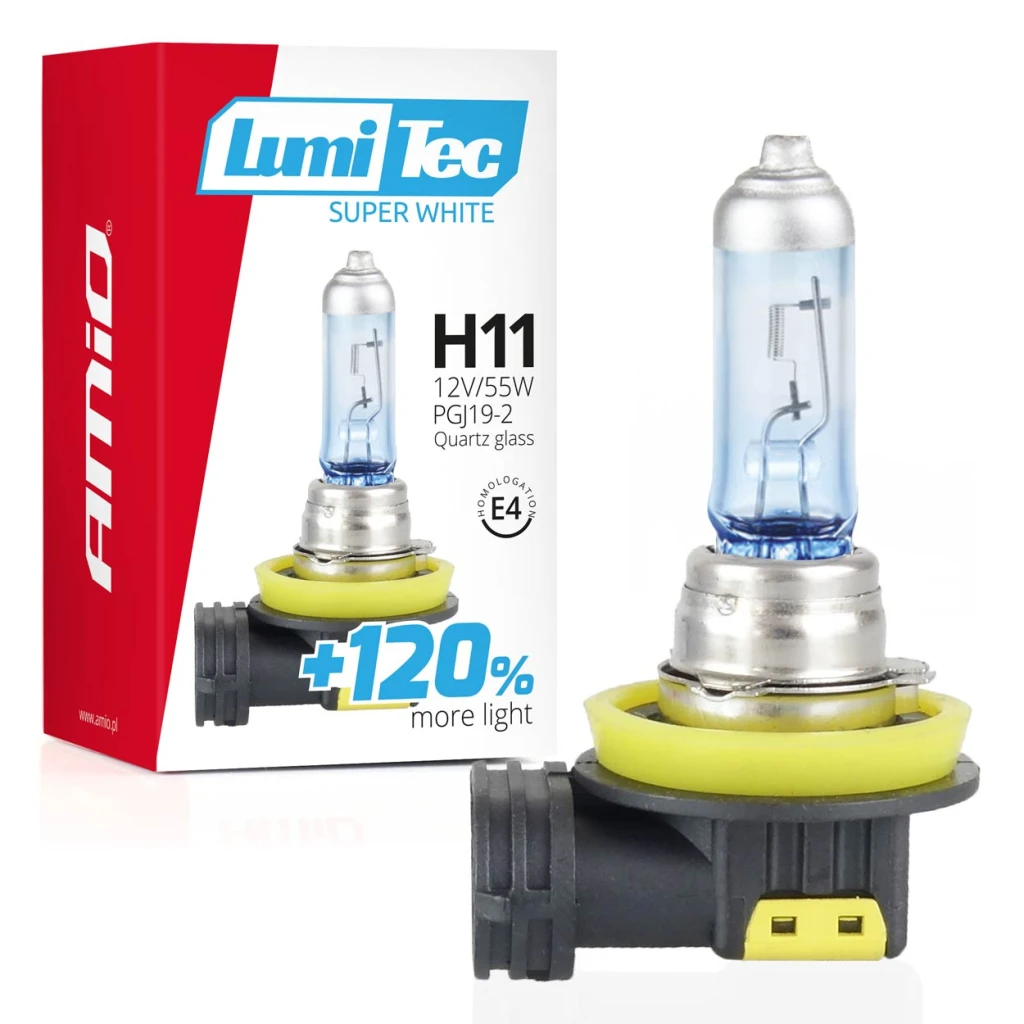 02139 bec halogen h11 12v 55w lumitec super white +120% 2