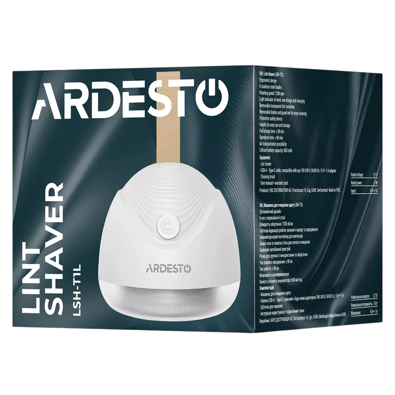 Aparat de curăţat scame ardesto lsh-t1l, alb 5
