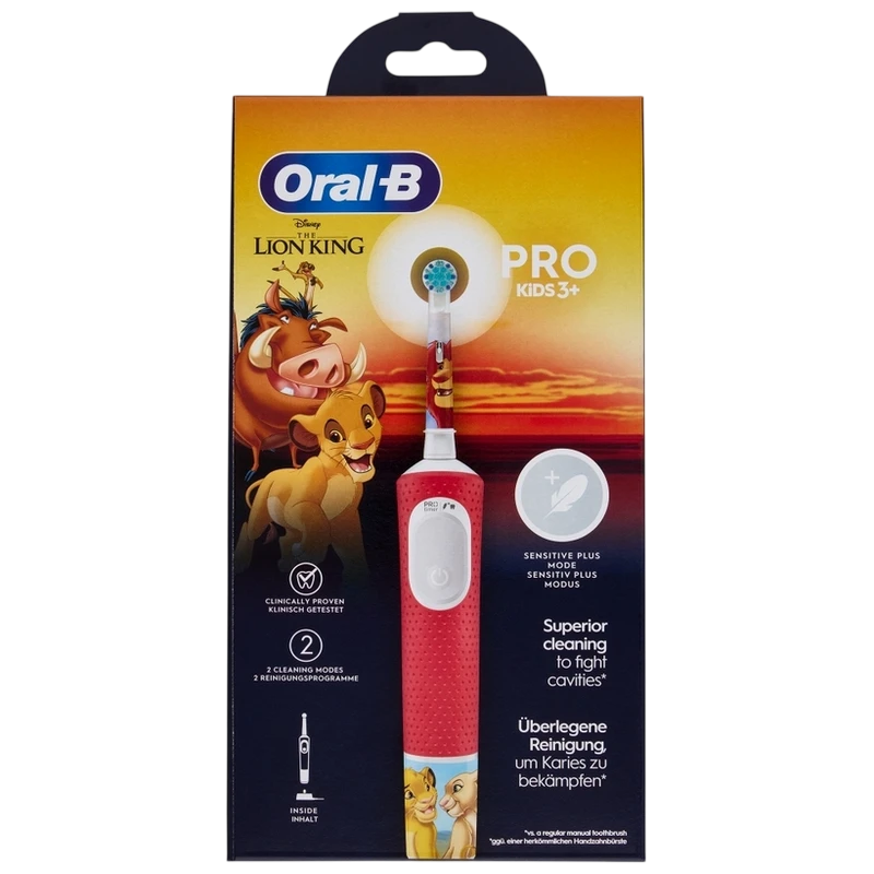 Электрическая зубная щетка braun oral-b pro kids lion king, красный | белый 3