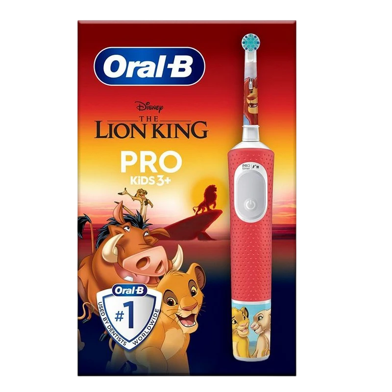 Электрическая зубная щетка braun oral-b pro kids lion king, красный | белый 2