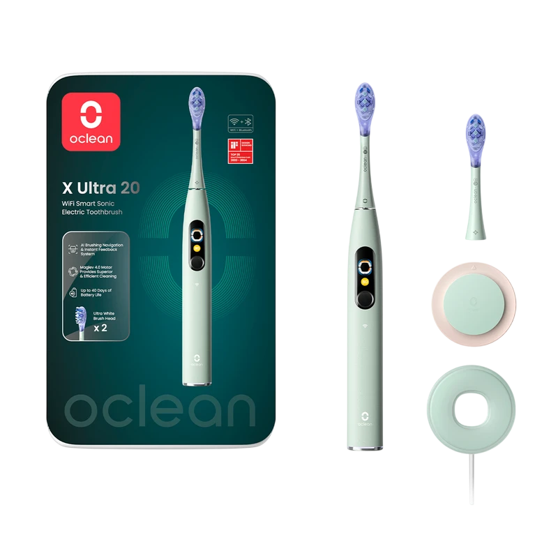 Электрическая зубная щетка oclean x ultra 20, зелёный 3