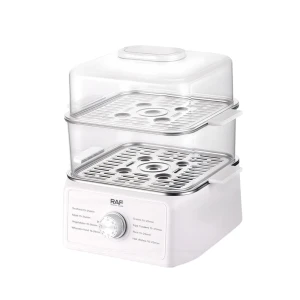 Пароварка raf food steamer r.5431, 4.5l+3.8l, 1200w, белая