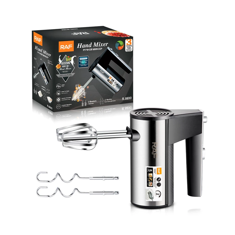 Raf hand mixer r.6690, stainless steel, 600w 3