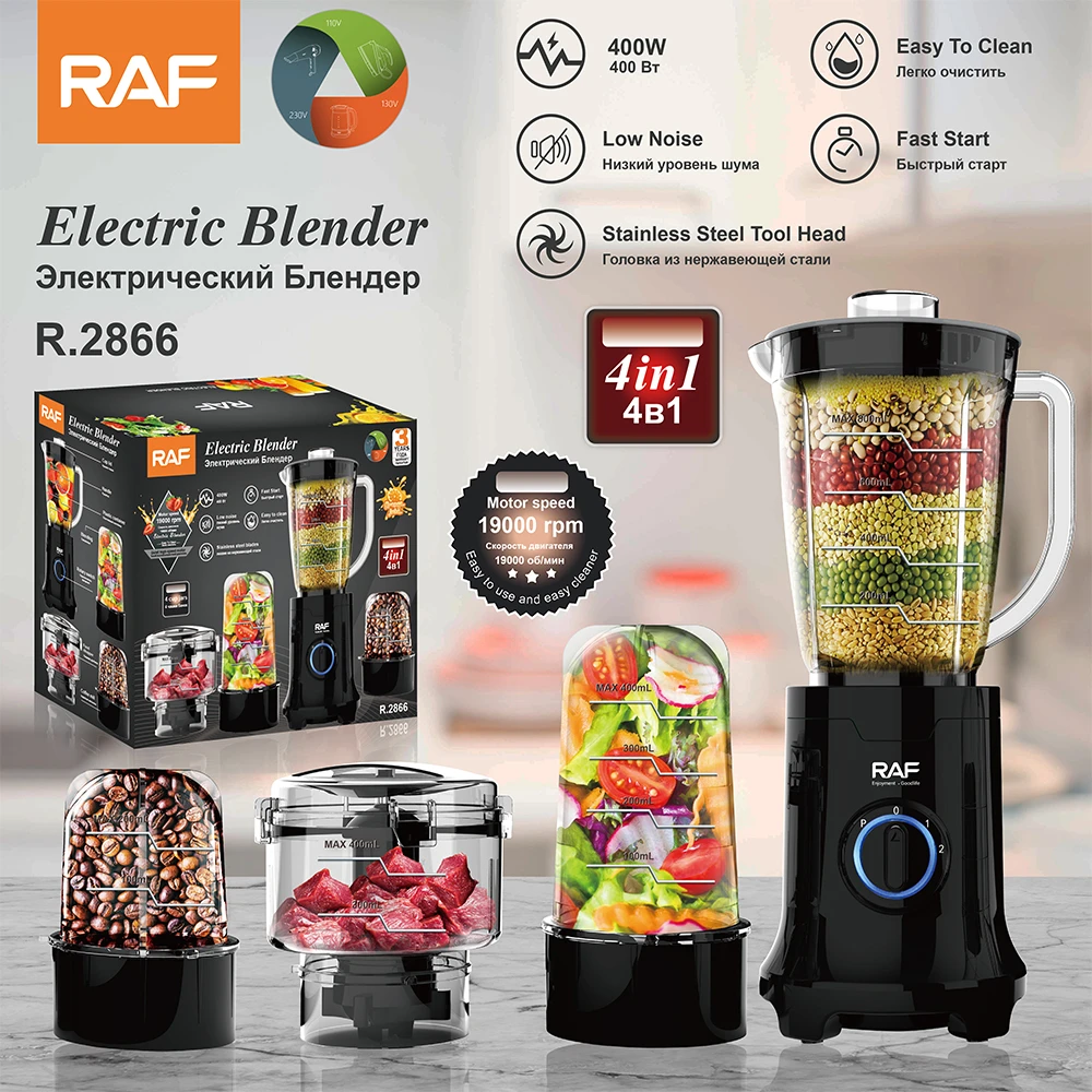 Raf blender and grinder r.2866, 4in1, 19000rpm, 400w 4