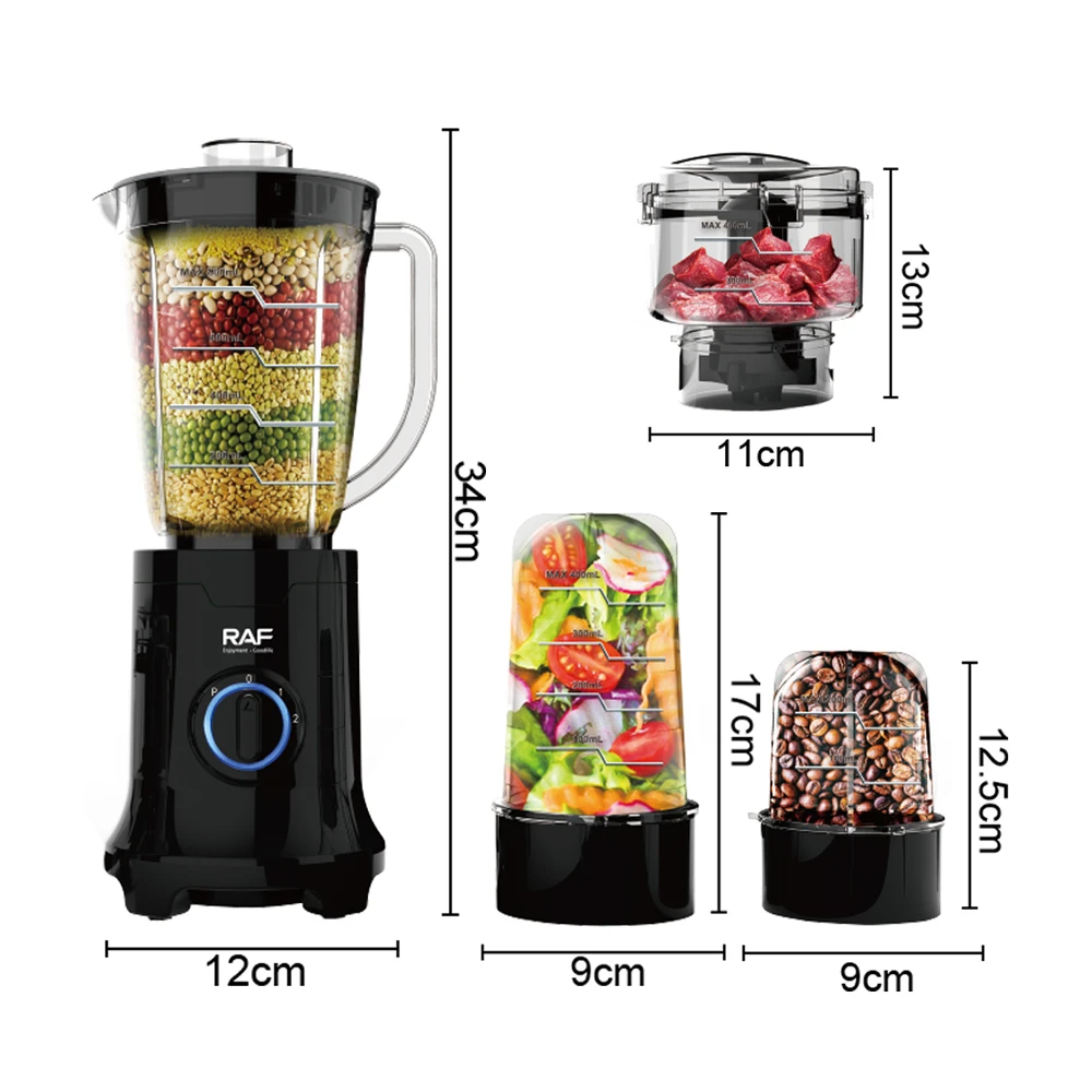 Raf blender and grinder r.2866, 4in1, 19000rpm, 400w 3