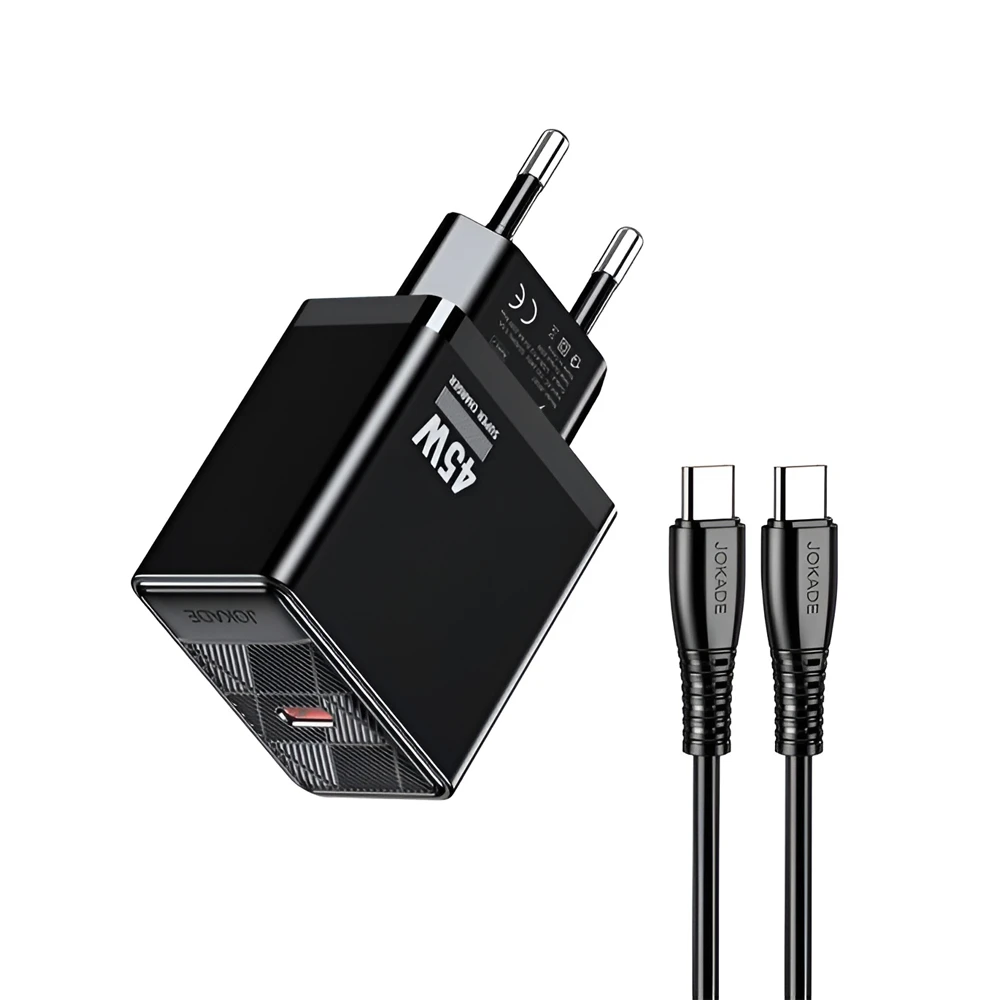 Jokade wall charger 1*type-c with cable type-c to type-c 45w max jb092, black 2