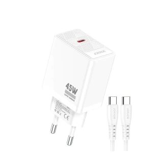 Сетевое зарядное устройство jokade 1*type-c с кабелем type-c to type-c 45w max jb092, белое