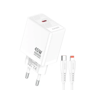 Зарядное устройство jokade wall charger 1*type-c с кабелем type-c на lightning 45w max jb092, белое