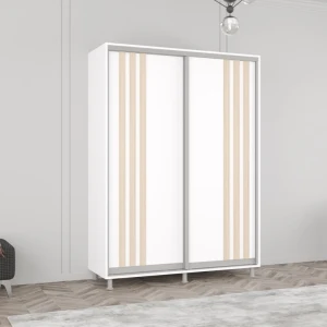 Dulap aron uși glisante din pal сu lamele (170x60x210h cm) alb brilliant