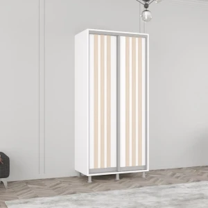 Шкаф aron с раздвижными дверями из лдсп с ламелями (120x60x210h см) антрацит Thumbnail 1