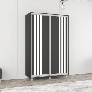 Dulap aron uși glisante din pal сu lamele (150x60x230h cm) anthracite