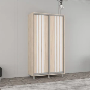 Dulap aron uși glisante din pal сu lamele (120x60x240h cm) sonoma