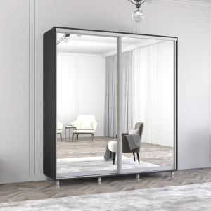 Шкаф aron с раздвижными зеркальными дверями (190x60x240h см) антрацит