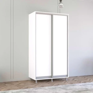 Dulap aron uși glisante din pal (120x60x240h cm) alb brilliant
