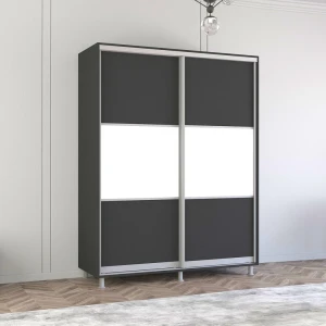 Dulap aron uși glisante din pal orizontal (160x60x210h cm) anthracite
